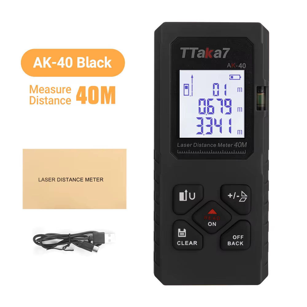 SmartMeasure 40M/60M Mini Laser Distance Meter – USB Rechargeable Handheld Rangefinder for Accurate Measurements